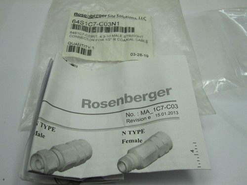 Rosenberger 64S1C7-C03N1 4.3-10 Male Straight Connector For 1/2” R Coaxial Cable - Picture 5 of 6