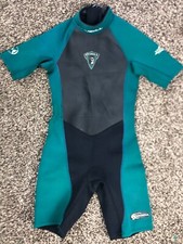 Vintage O'neill Spring Steamer Wet Suit Youth 16 Green/Black Made in USA