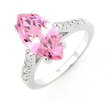 Sterling Silver Ring with Pink Cubic Zirconia Size 6