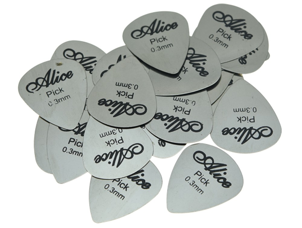 Pack of 30 Alice Guitar Picks Stainless Steel Metal Plectrums 0.3mm Thickness