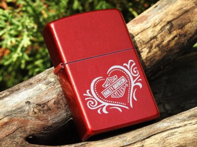 Harley Davidson Zippo Lighter - Harley Heart - Candy Apple Red