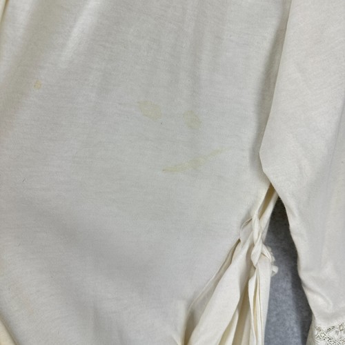 VTG Victorias Secret Robe Nightgown Womens M Beige Lace Cotton Peignoir Set READ - Picture 18 of 23