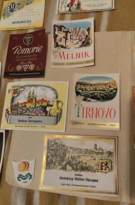German, Hungarian and Austrian vintage, retro wine label collection from 1960-70