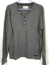 Jack  Jones XL Men Gray Premium Long Sleeve Button Jumper Sweater Shirt