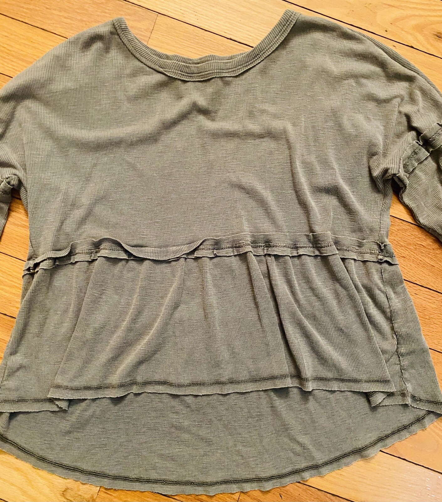 TRUE CRAFT Olive Basic Fitted Ribbed Tee Shirt in… - image 2