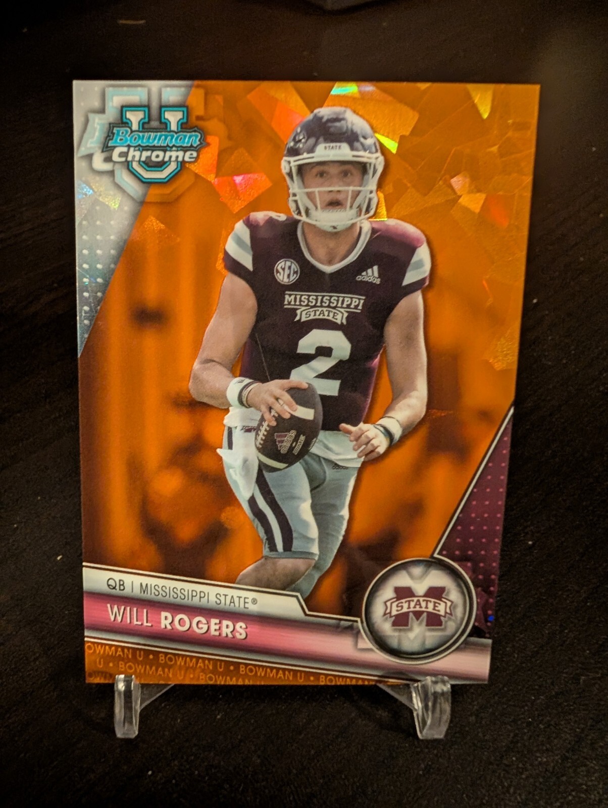 Will Rogers Orange Sapphire /25 2023 Bowman Chrome U University Jersey Match 2