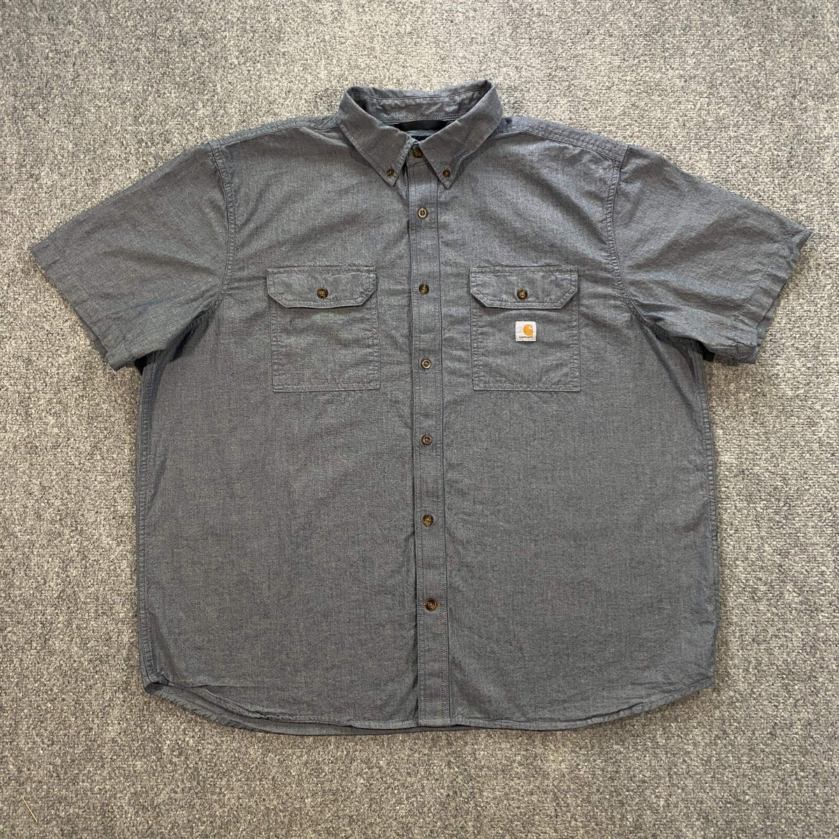 Carhartt Midweight Chambray Short Sleeve Shirt Adult XXL Loose Fit