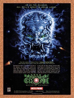 1995 Master Of Orion II Battle At Antares PC Original Ad / Retro Wall Art v2