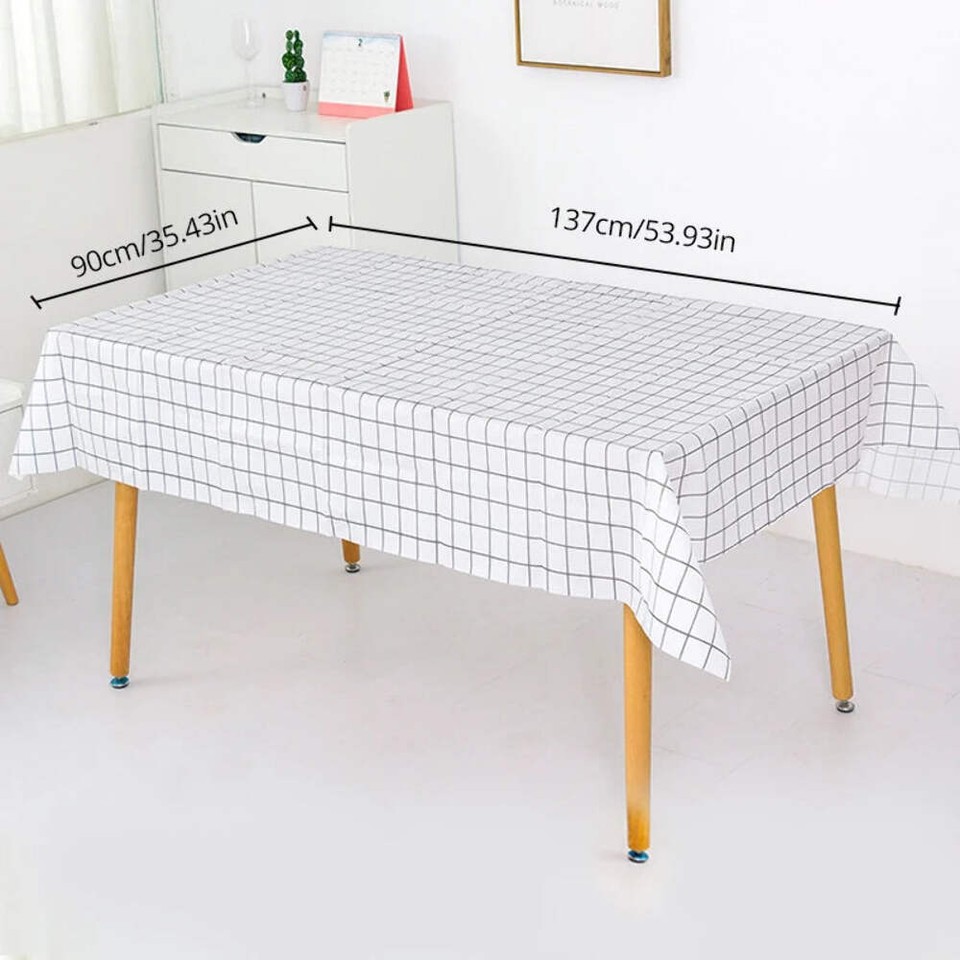 1pc 137X90CM Black And White PEVA Waterproof Oilproof Tablecloth Table
