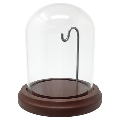 Clear Glass Dome with Hook & Base - 4.5'' H X 4'' W - Wooden Base - #1471