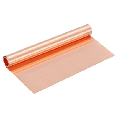 Pure Copper Sheet Roll, 0.08mm 25Ga Thick T2 10Ft x 12in Copper Strip for Craft