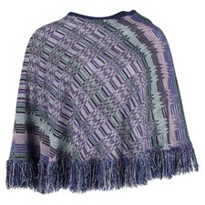 Missoni Chevron Fringe Poncho In Multicolor Viscose One Size