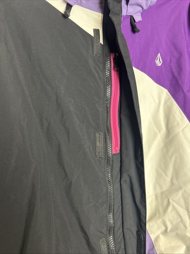 VOLCOM Women’s Hooded Snowboard Jacket XL Purple Black Thermonite Let It Storm - Picture 8 of 21
