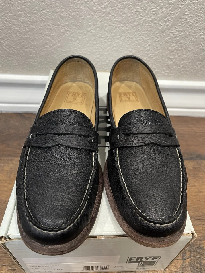 Zapatos Frye para mujer sin cordones de cuero negro Penny mocasines talla 7,5 M Otis Penny Foto 3 de 4