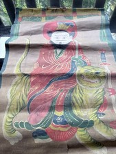 Authentic Chinese Antique Painting Scroll Parchment Far East Tiger Warrior