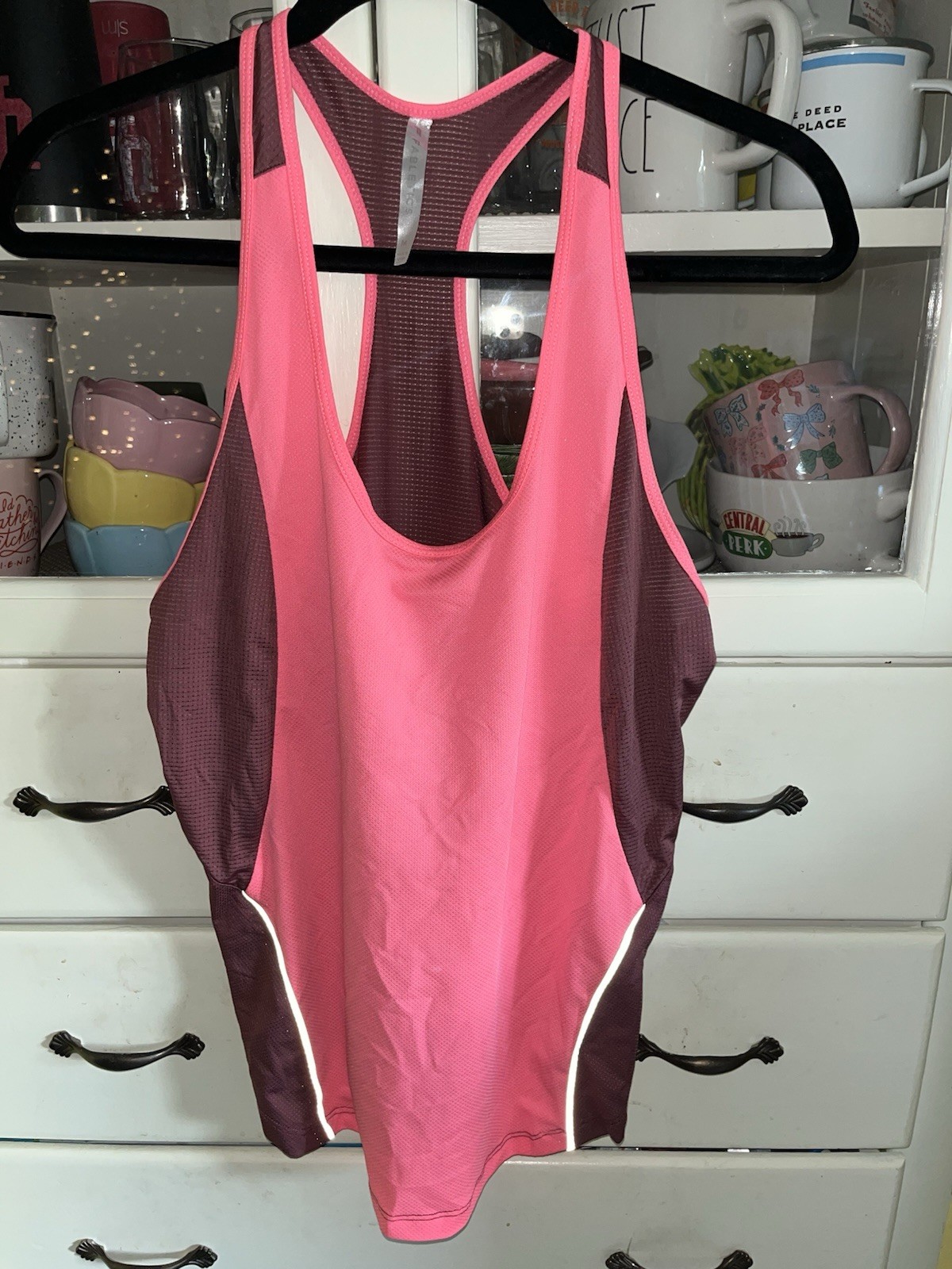 Fabletics Medium Polyester Racerback Tank Pink Pu… - image 1