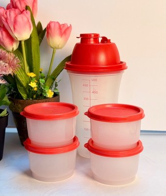 NEW Tupperware Quick Shake 16 oz/2 Cups Mixer Shaker & 4 snack cups BPA FREE