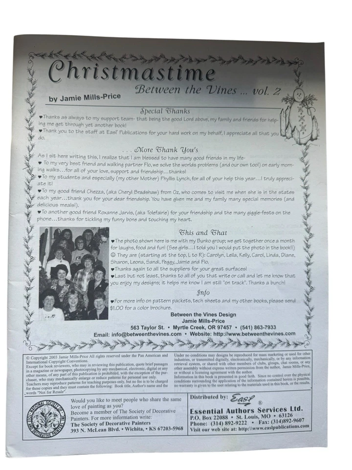 Jamie Mills Price Christmastime Between The Vines Vol 2 @2003 Foto 3 de 4