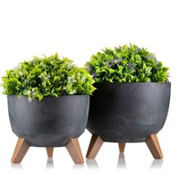 Howhomely Pflanztopf Blumentopf ÜBertopf Grau 2Er Set Beton-Optik Modern Deko