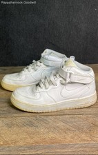 Vintage 2000s Nike Air Force 1 Mid White Leather Sneakers Size 5Y