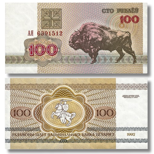 Belarus 100 Rublei Banknote, 1992, P-8, Uncirculated X 1 PC 🇧🇾