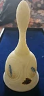Vintage Fenton Bluebirds on Custard Uranium Glass Medallion Bell 1977-79