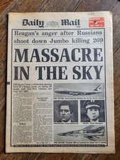 Daily Mail UK Newspaper, Sept 2, 1983, Massacre In The Sky, Reagan's Anger