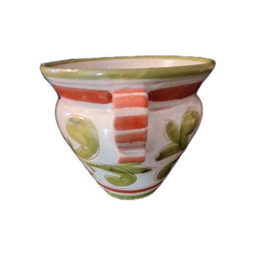 Ceramic Bowl With Handles Flowers Made In ITALY N.R 6" H 20" Diameter Ceramic - Picture 2 of 6