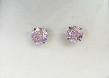 Pink Round Stud Earrings with Prong Setting  Butterfly Closure Fashion Jewelry