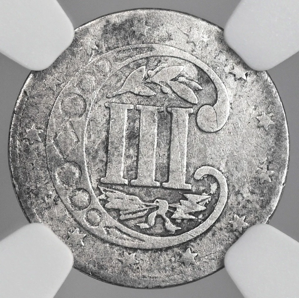 1857 3CS THREE CENT SILVER PIECE NGC VF DETAILS "SCRATCHES" #8404746-019 - Image 3 of 4