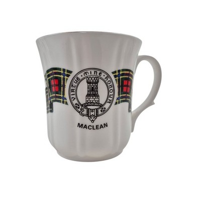 MacLean Clan Mug Duchess Bone China Scotland Crest Tartan Fluted Panel Sided