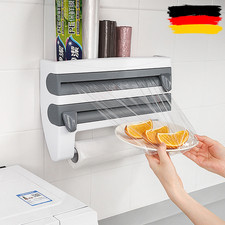 4 in 1 !! Küchenrollenspender Wand-Rollenhalter Frischhaltefolie Schneidabroller