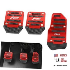 3PCS Car Pedal Covers, Anti-Rubbing Brake Clutch Pedal Pad Red Manual Red