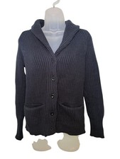 Gap SoSoft Shawl Collar Cardigan Sweater Black Wool Blend Womens Small