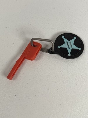 Vintage 1980 Kidco Burnin Key Cars Highway Patrol Toy Key Keychain