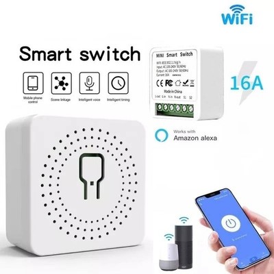 WiFi Smart Switch 16A Mini Lichtschalter Modul Empfänger Funkschalter Alexa App