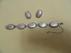Vintage Costume Jewelry Mother of Pearl Bracelet & Earrings Set Whiting & Davis