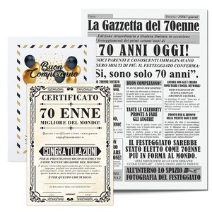 Idea Regalo Compleanno Originale 70 Anni Uomo - Giornale La Gazzetta con Certifi
