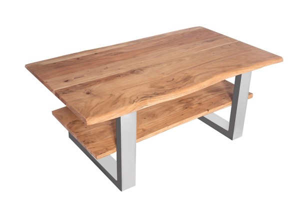 Couchtisch Baumkante 115 X 65 Cm Akazie Massiv + Naturfarben Silber Patrick-image