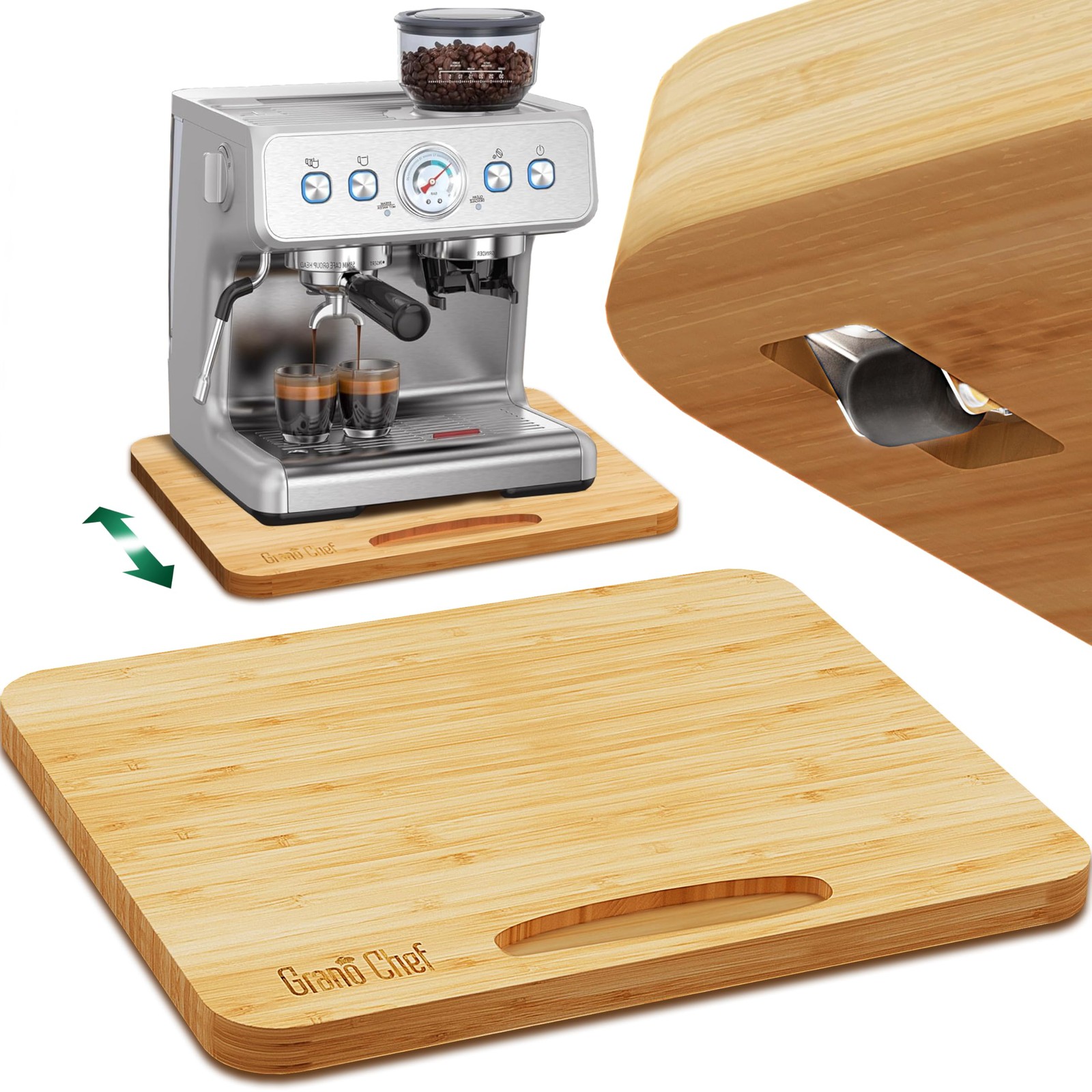 Bamboo Appliance Slider, Sliding Tray for Coffee Maker, Kitchen Countertop Appli