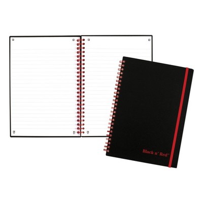 Black n' Red? Twin Wire Poly Cover Notebook, Legal Rule, 8 1/4 x 5 5/8, White, 7