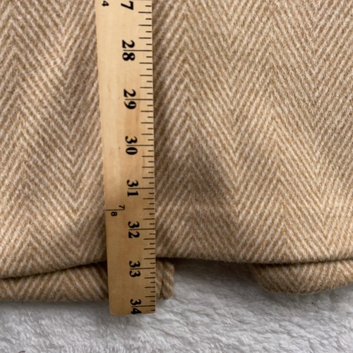 J Crew Coat Womens 12 Petite Tan Herringbone Wool Blend Three Button Long Jacket - Picture 6 of 11