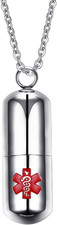 Fashion Pill Case Capsule Pendant Necklace Stainless Steel Mens Womens, 20 Inch