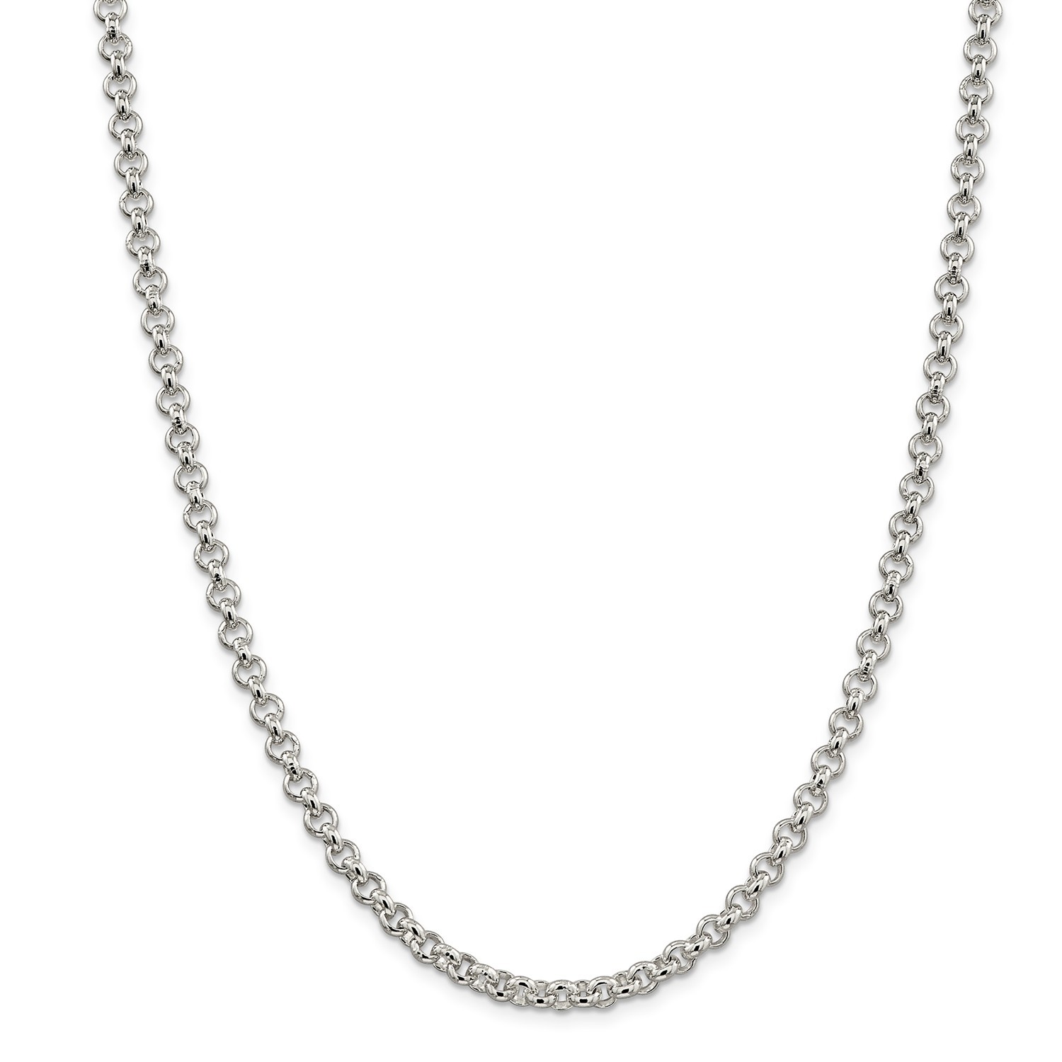 Sterling Silver Solid 5mm Polished Rolo Link Chain w/ Lobster Clasp 16" - 30"