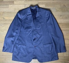 Canali Blazer Sz 44R Solid Blue Sport Coat Italy 2 Button 100 Wool Notch 2 Vent