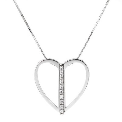 Bliss by Damiani Diamond 18k White Gold Heart Necklace