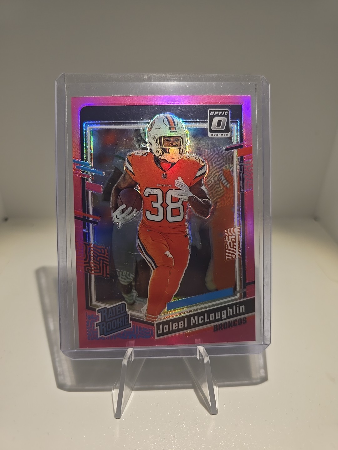 2023 Panini Donruss Optic - Rated Rookie Jaleel McLaughlin #232 Pink Prizm (RC)