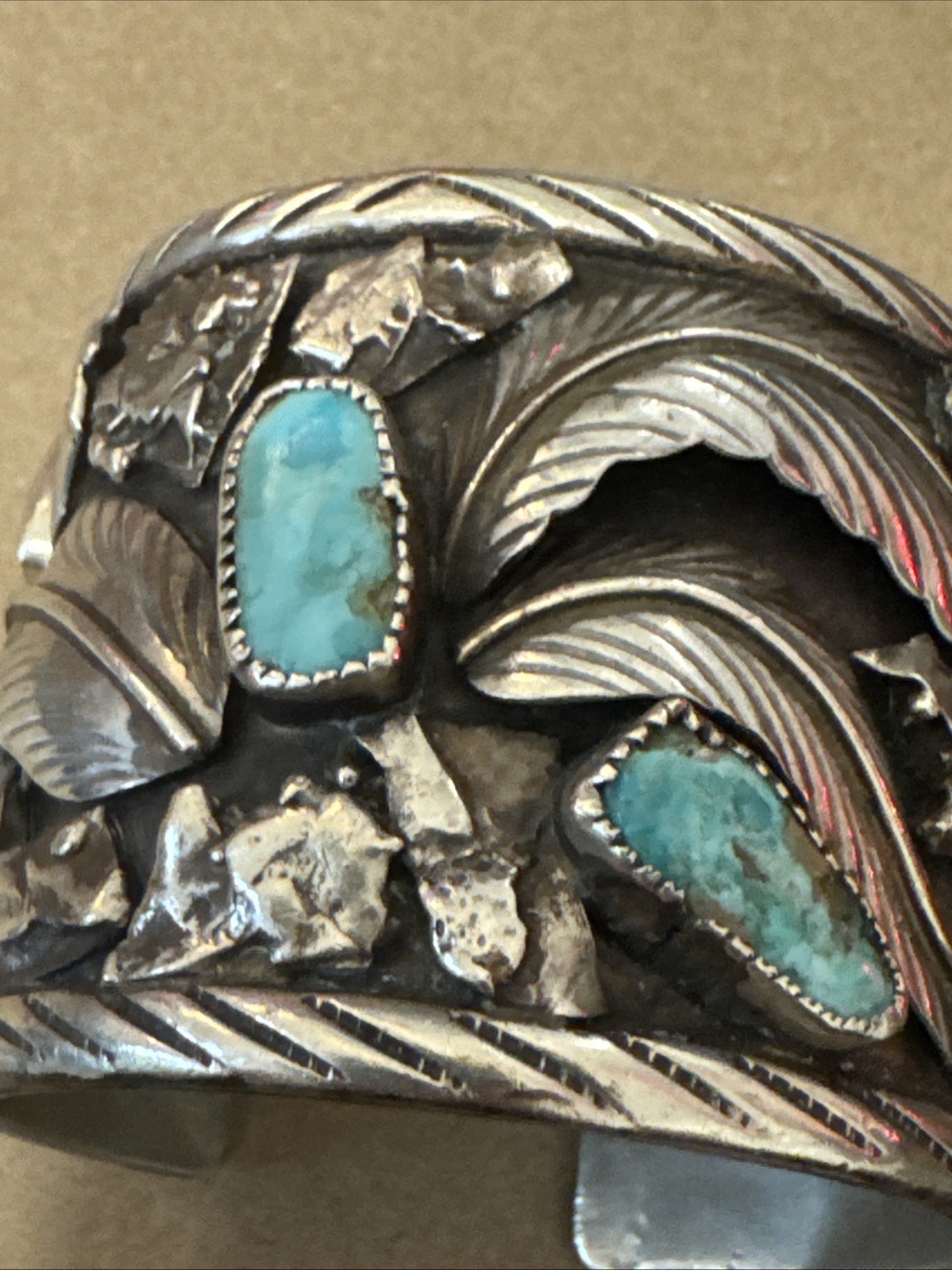 925 silver native amercan cuff braclet heavy soli… - image 5