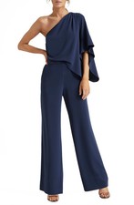 Women's Halston Heritage One-Shoulder Jumpsuit, Size 4 - Blue
