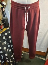 Love Burgundy Size M Sweatpants Drawstring Tapered Leg Elastic Waist Women